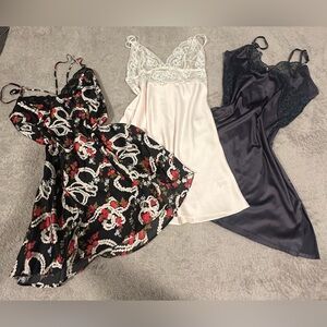 Chic Women's Lace Chemise Set - Black, Cream, Gray